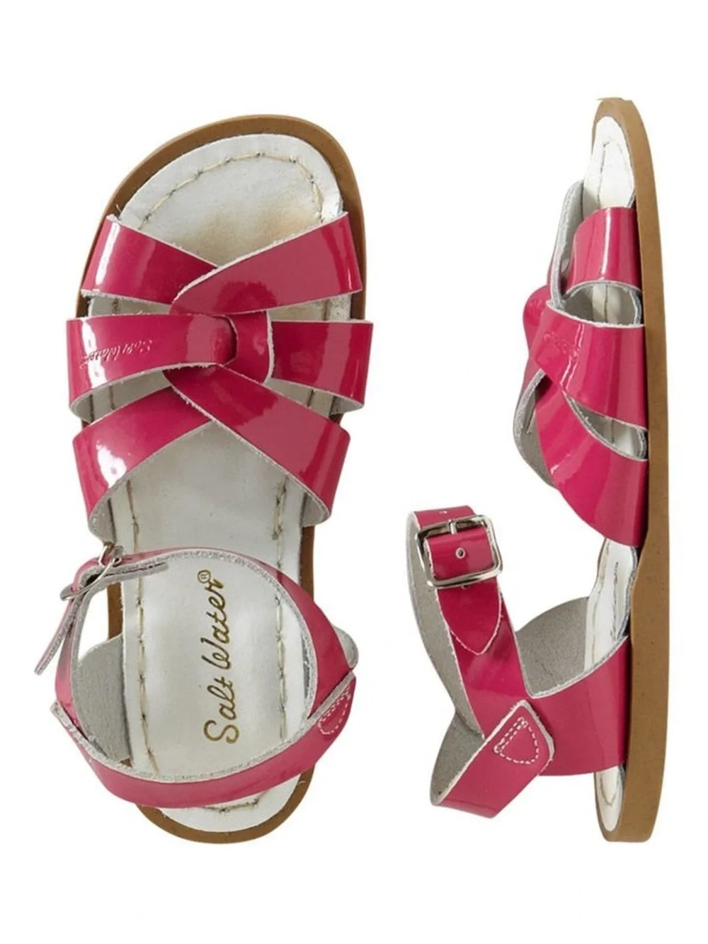 FUCHSIA SHINY SALTWATER SANDAL. Size 7